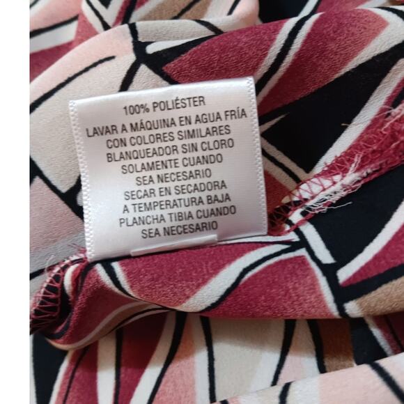 JM COLLECTION Dressy Blouse Top XL Pleated Back Career Office Event Geometric - Picture 8 of 11